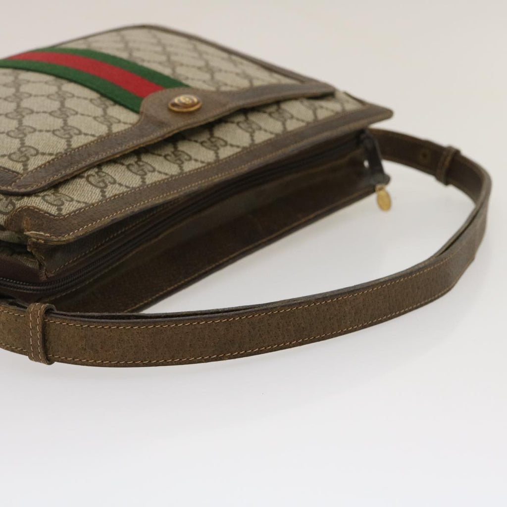GUCCI Web Sherry Line GG Canvas Shoulder Bag Beige Red Green bs1024