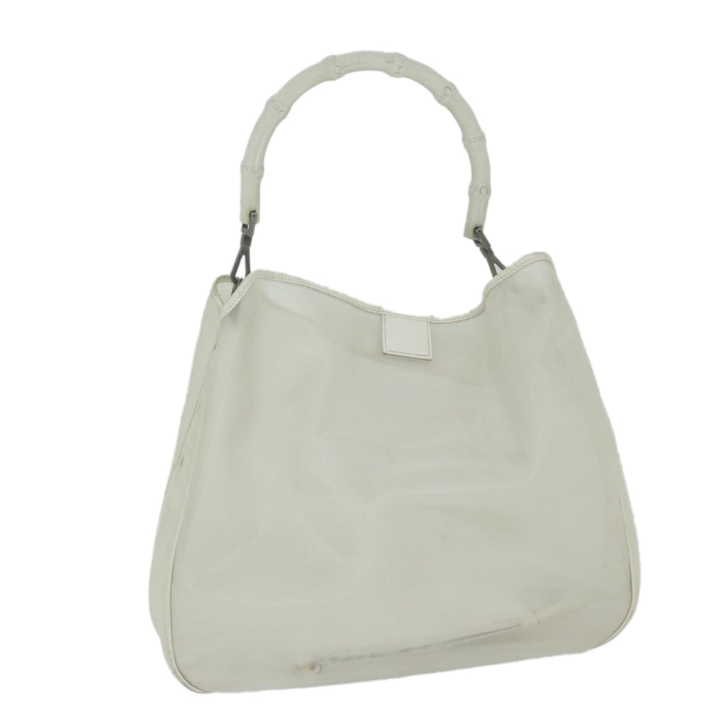 GUCCI Mesh Bamboo Shoulder Bag Leather White 001 5577 3444 bs10346