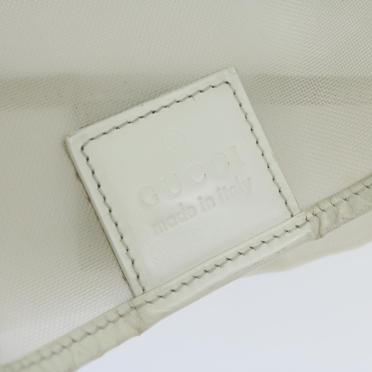 GUCCI Mesh Bamboo Shoulder Bag Leather White 001 5577 3444 bs10346