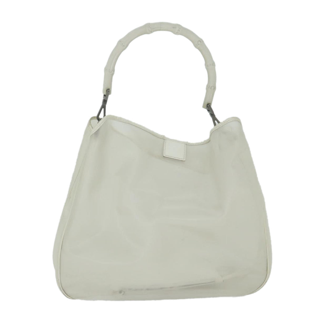 GUCCI Mesh Bamboo Shoulder Bag Leather White 001 5577 3444 bs10346