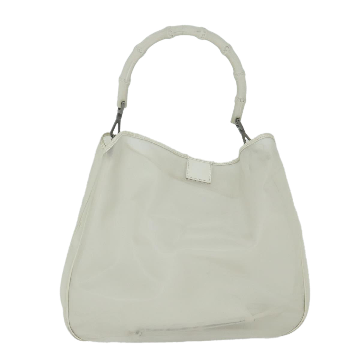 GUCCI Mesh Bamboo Shoulder Bag Leather White 001 5577 3444 bs10346