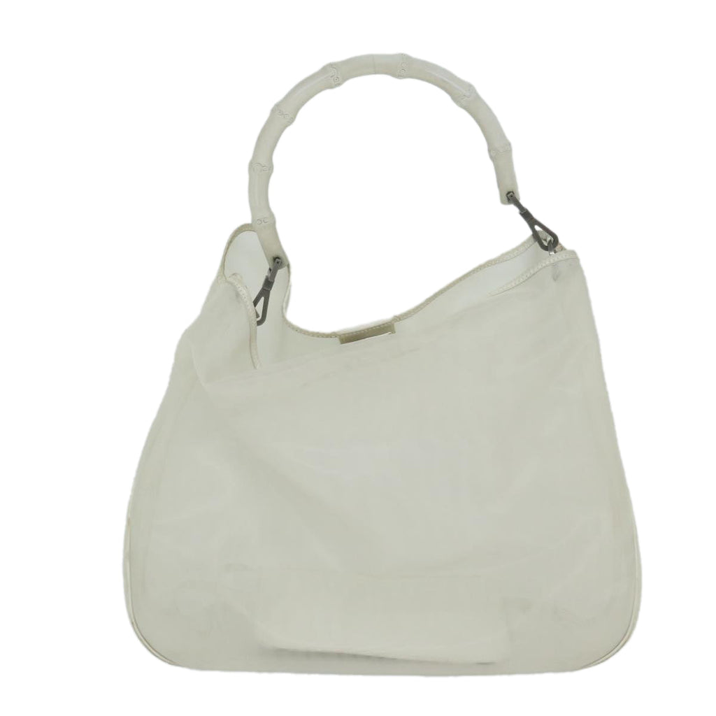 GUCCI Mesh Bamboo Shoulder Bag Leather White 001 5577 3444 bs10346