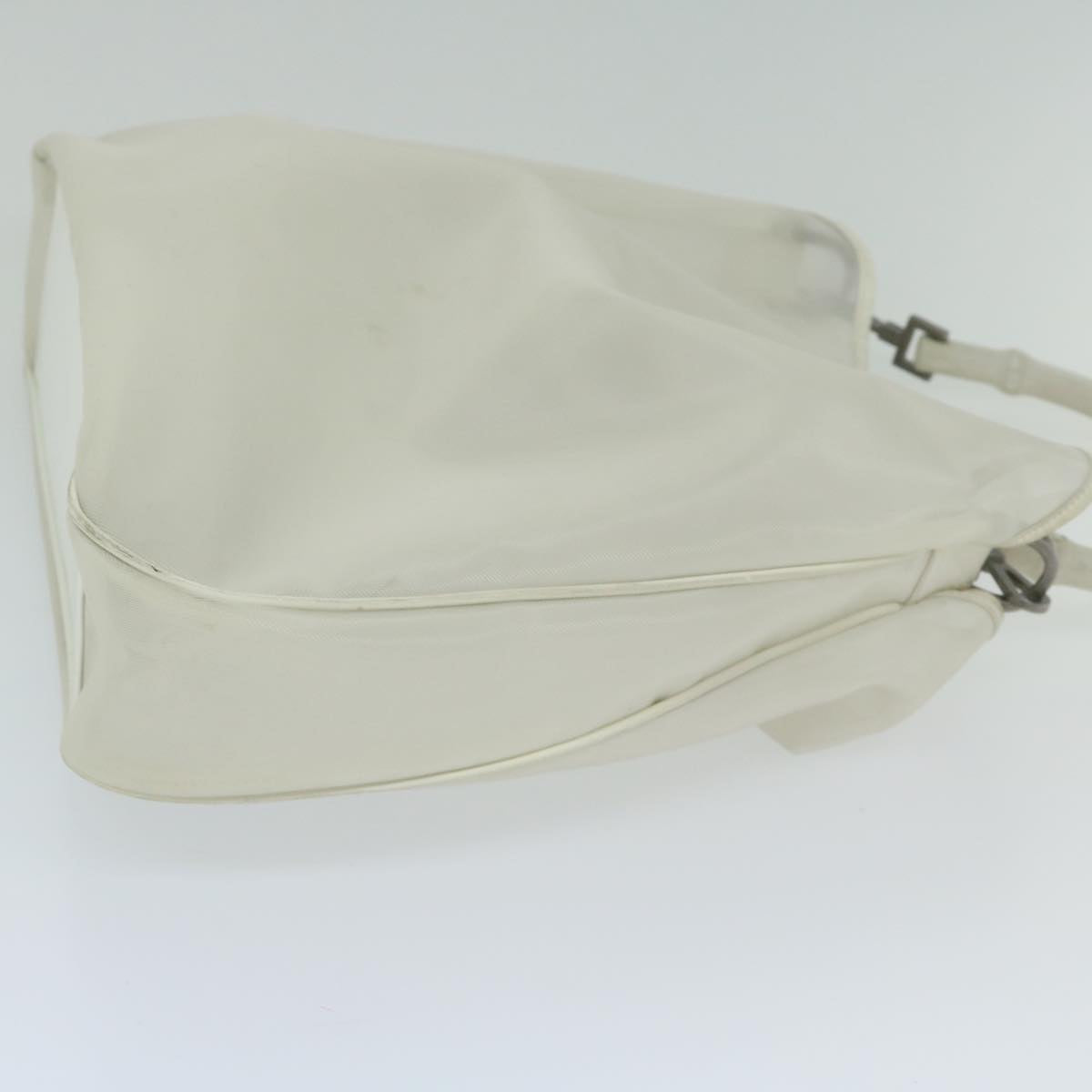 GUCCI Mesh Bamboo Shoulder Bag Leather White 001 5577 3444 bs10346