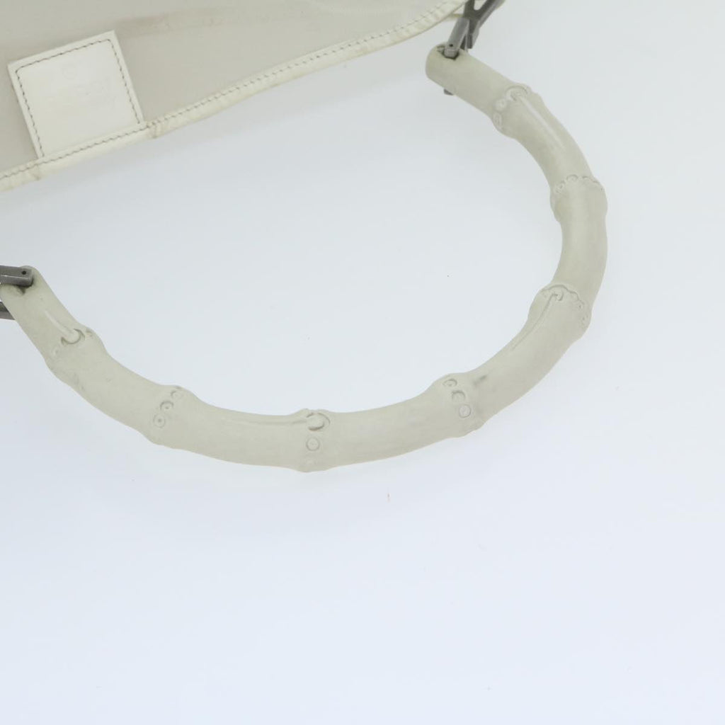 GUCCI Mesh Bamboo Shoulder Bag Leather White 001 5577 3444 bs10346