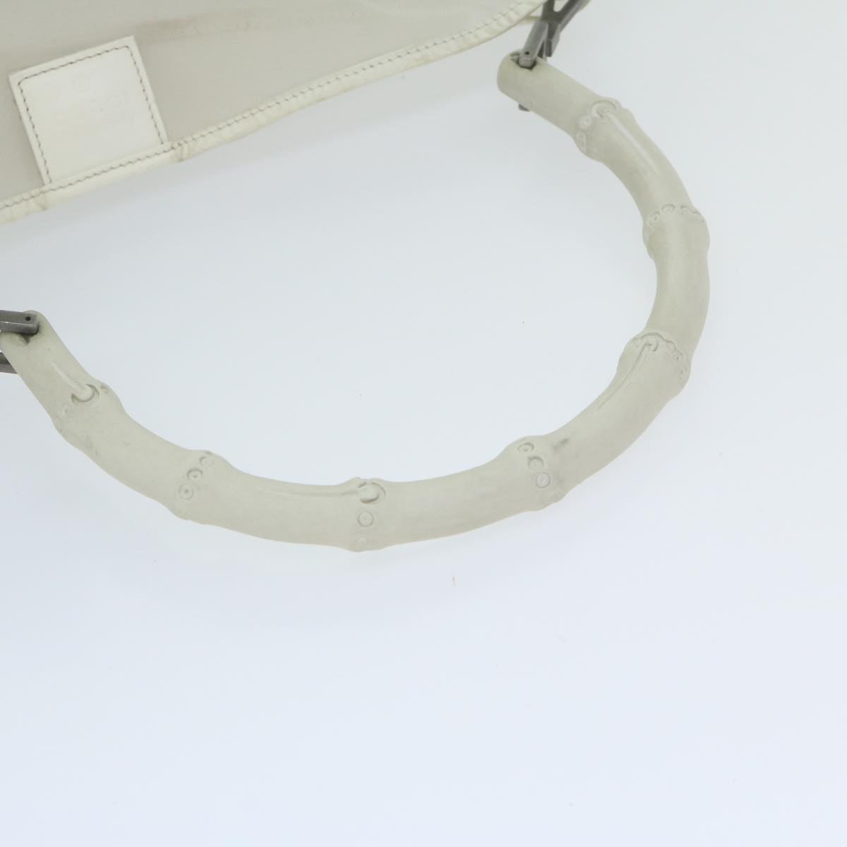 GUCCI Mesh Bamboo Shoulder Bag Leather White 001 5577 3444 bs10346