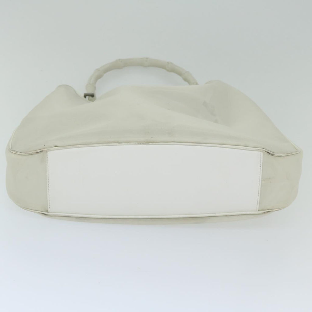 GUCCI Mesh Bamboo Shoulder Bag Leather White 001 5577 3444 bs10346