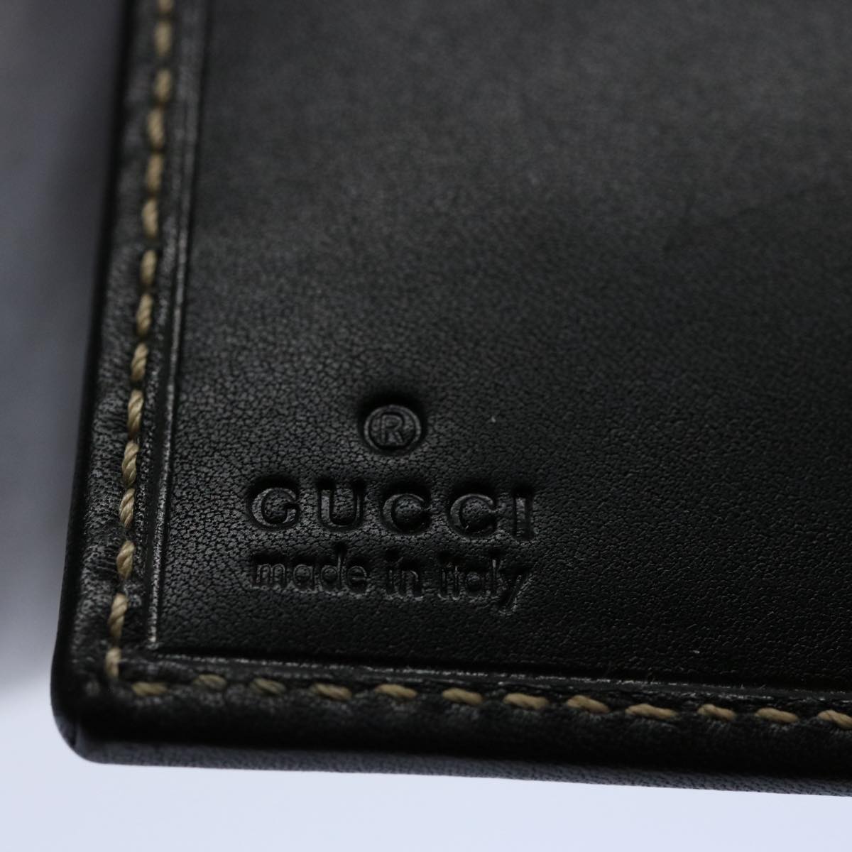 GUCCI Wallet Leather Black 141402 bs10364