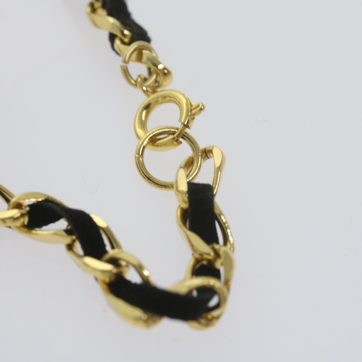CHANEL Perfume N°5 Chain Necklace Clear Gold Tone CC bs10372