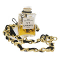 CHANEL Perfume N°5 Chain Necklace Clear Gold Tone CC bs10372