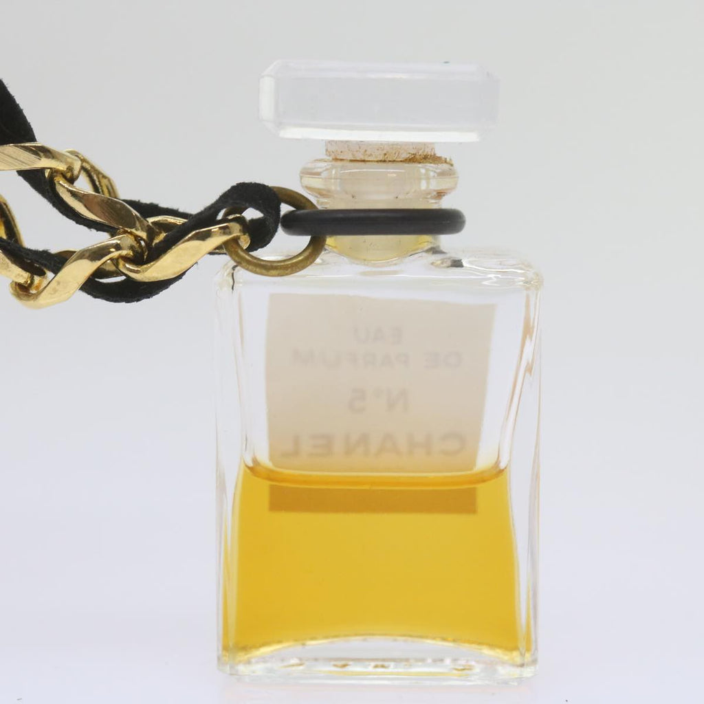 CHANEL Perfume N°5 Chain Necklace Clear Gold Tone CC bs10372