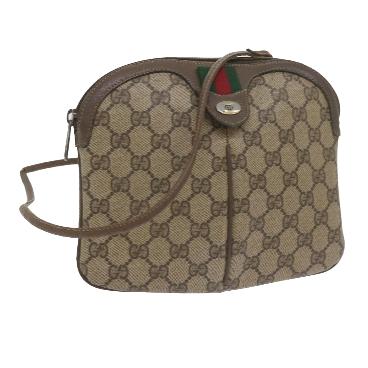 GUCCI GG Supreme Web Sherry Line Shoulder Bag Beige Red 904 02 047 bs10393