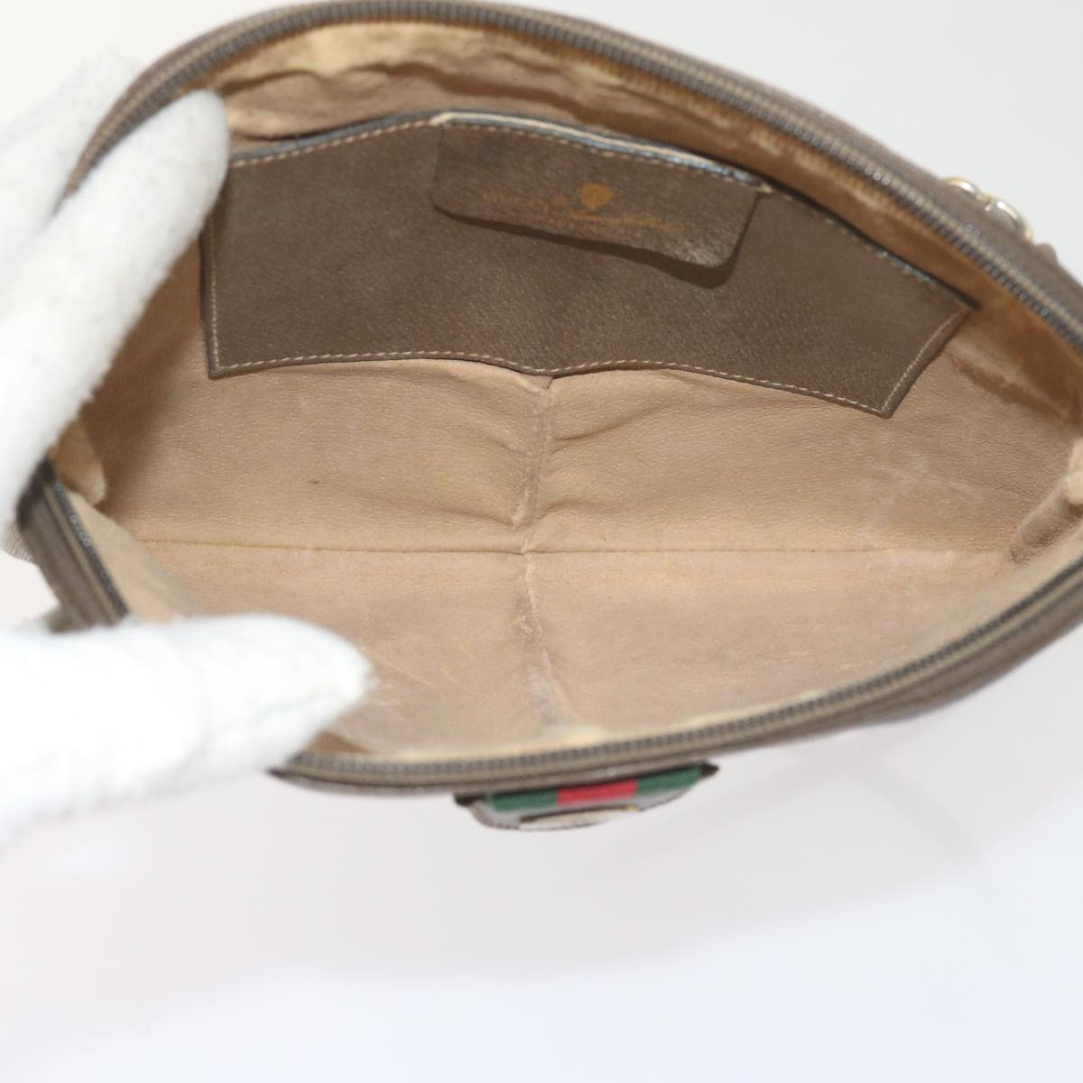 GUCCI GG Supreme Web Sherry Line Shoulder Bag Beige Red 904 02 047 bs10393