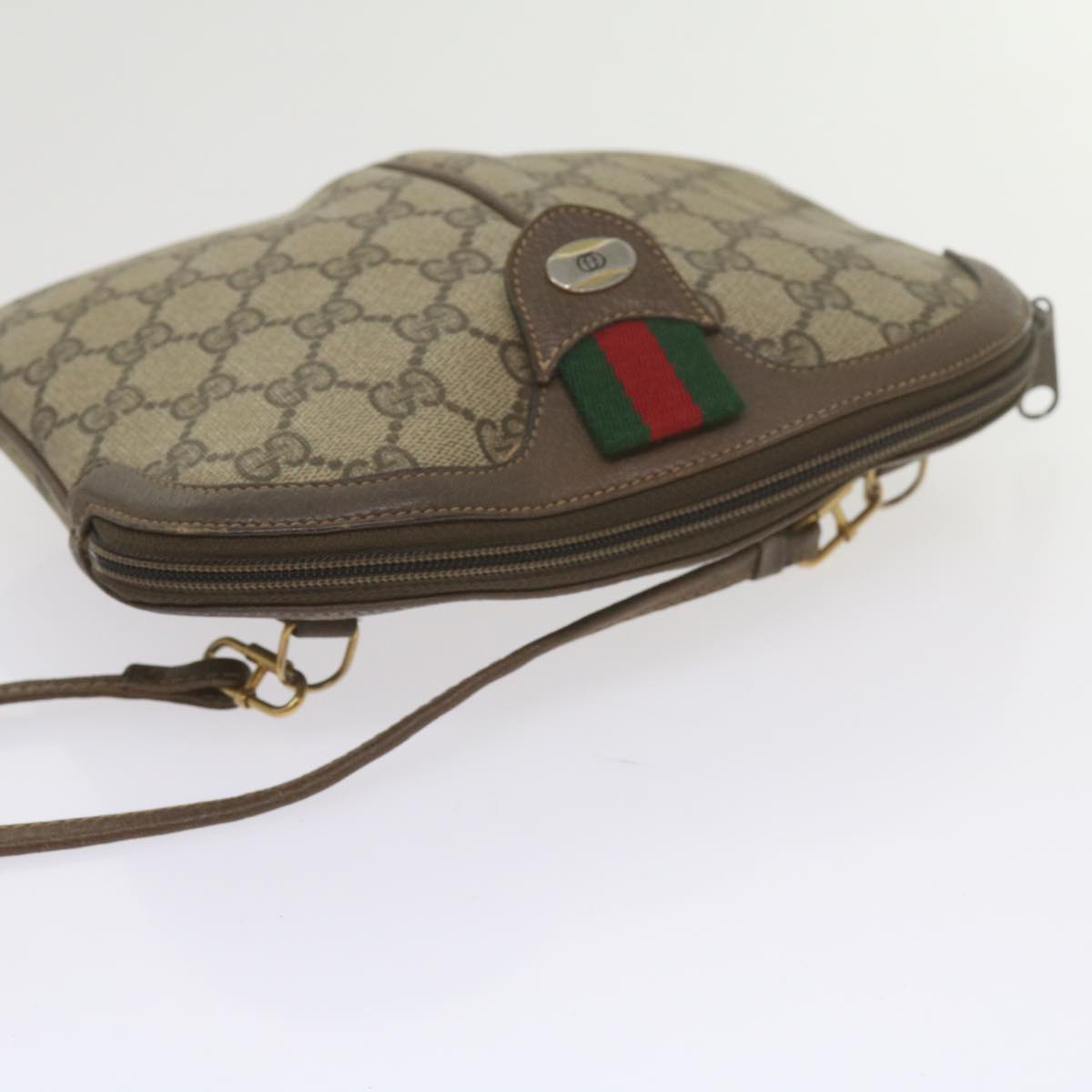 GUCCI GG Supreme Web Sherry Line Shoulder Bag Beige Red 904 02 047 bs10393