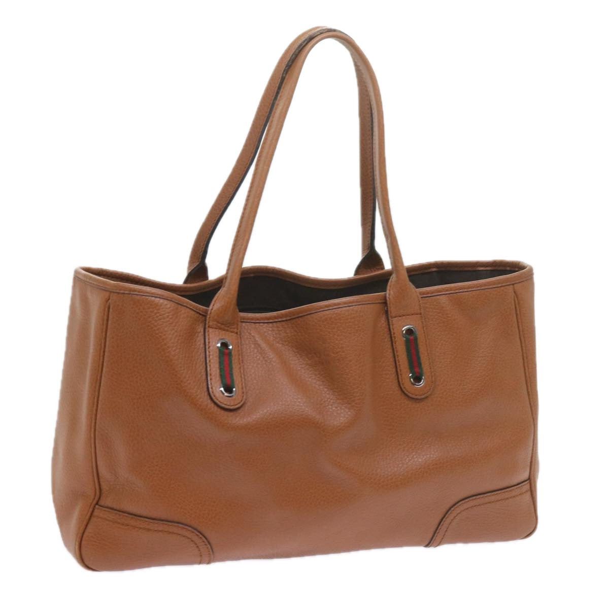 GUCCI Web Sherry Line Shoulder Bag Leather Brown Red Green 293592 bs10422
