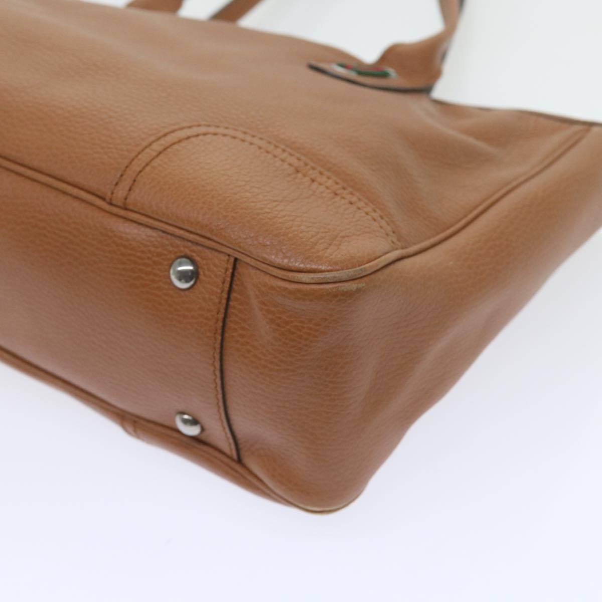 GUCCI Web Sherry Line Shoulder Bag Leather Brown Red Green 293592 bs10422