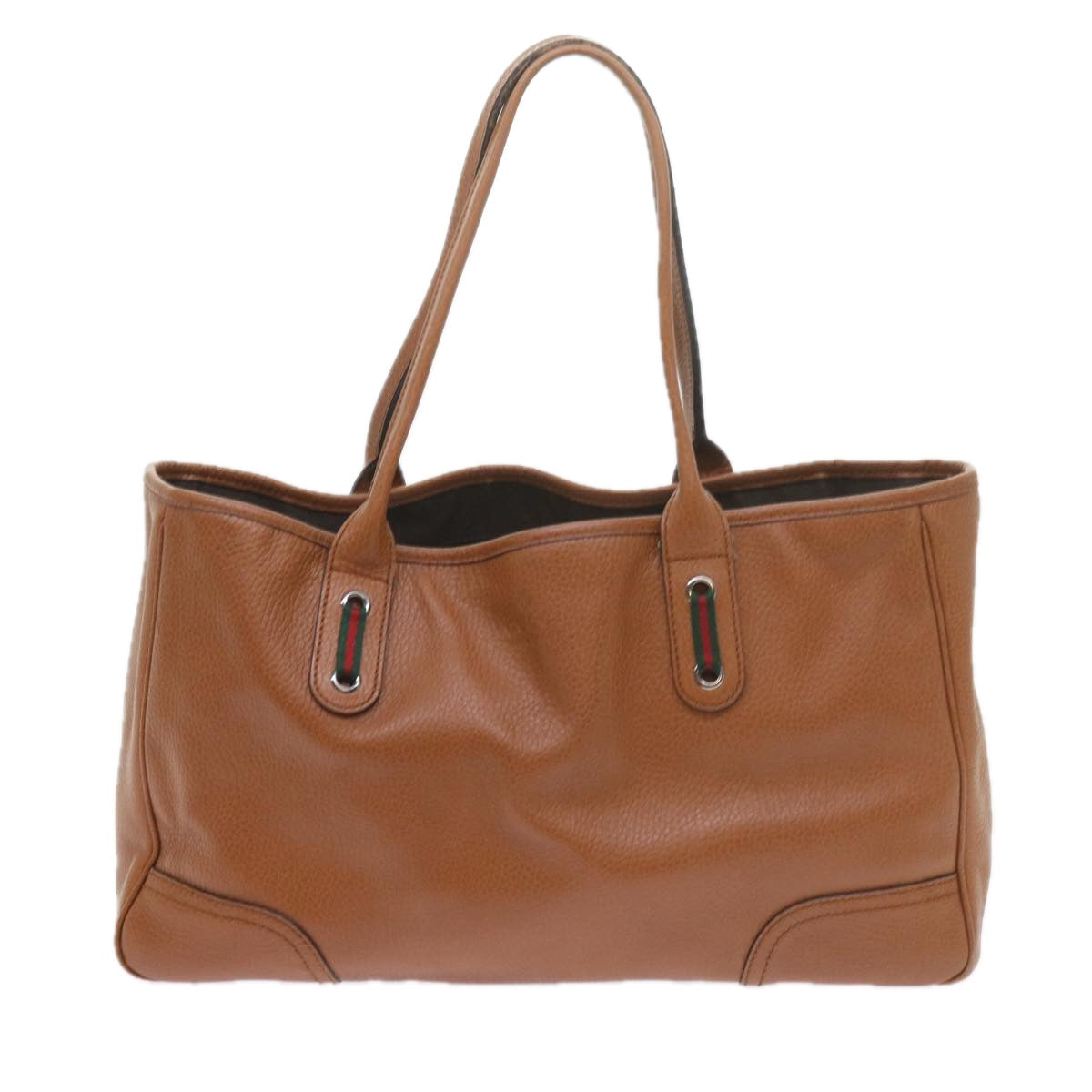 GUCCI Web Sherry Line Shoulder Bag Leather Brown Red Green 293592 bs10422
