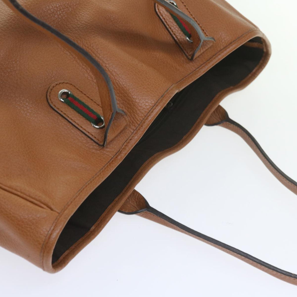 GUCCI Web Sherry Line Shoulder Bag Leather Brown Red Green 293592 bs10422