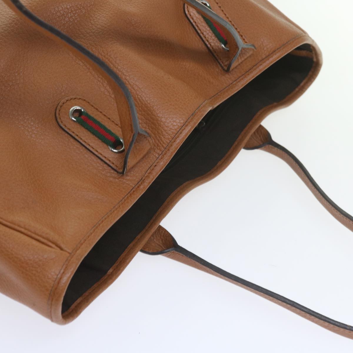 GUCCI Web Sherry Line Shoulder Bag Leather Brown Red Green 293592 bs10422