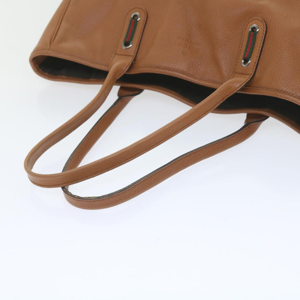 GUCCI Web Sherry Line Shoulder Bag Leather Brown Red Green 293592 bs10422