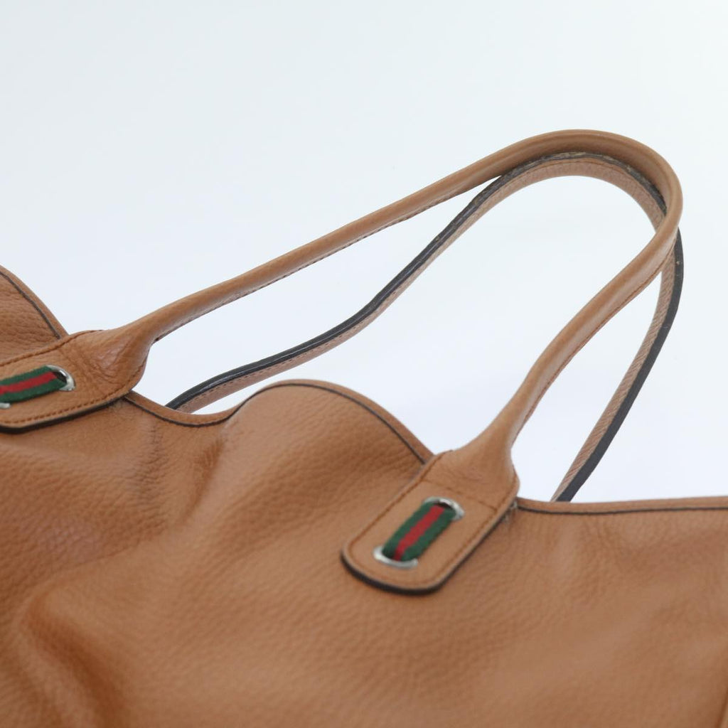 GUCCI Web Sherry Line Shoulder Bag Leather Brown Red Green 293592 bs10422