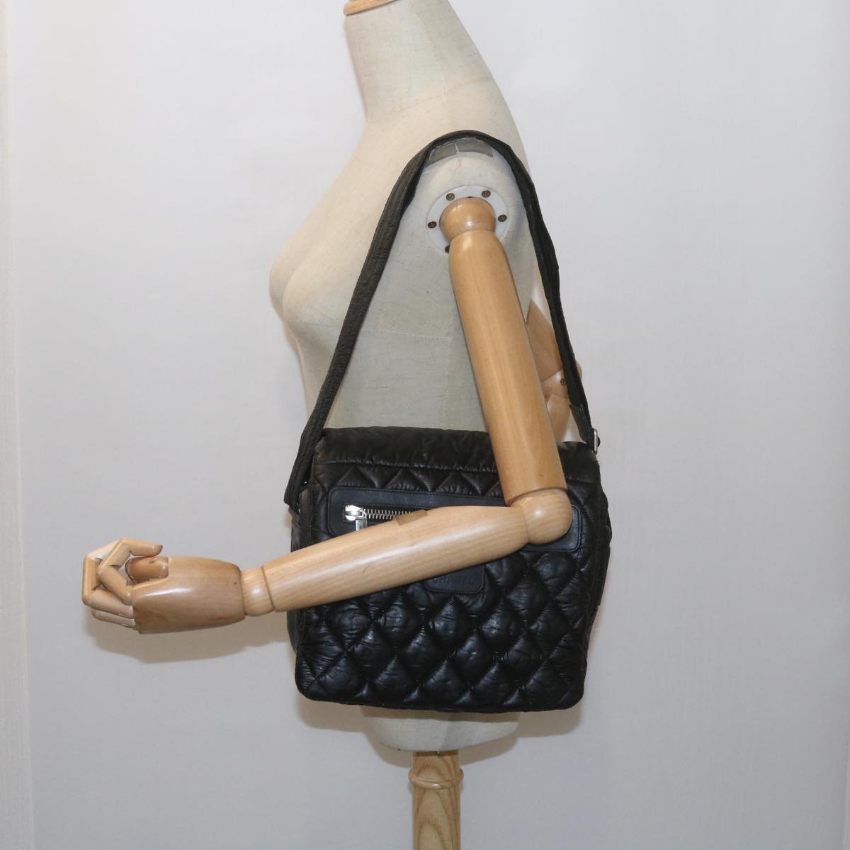 CHANEL Cococoon Shoulder Bag Nylon Black CC bs10518