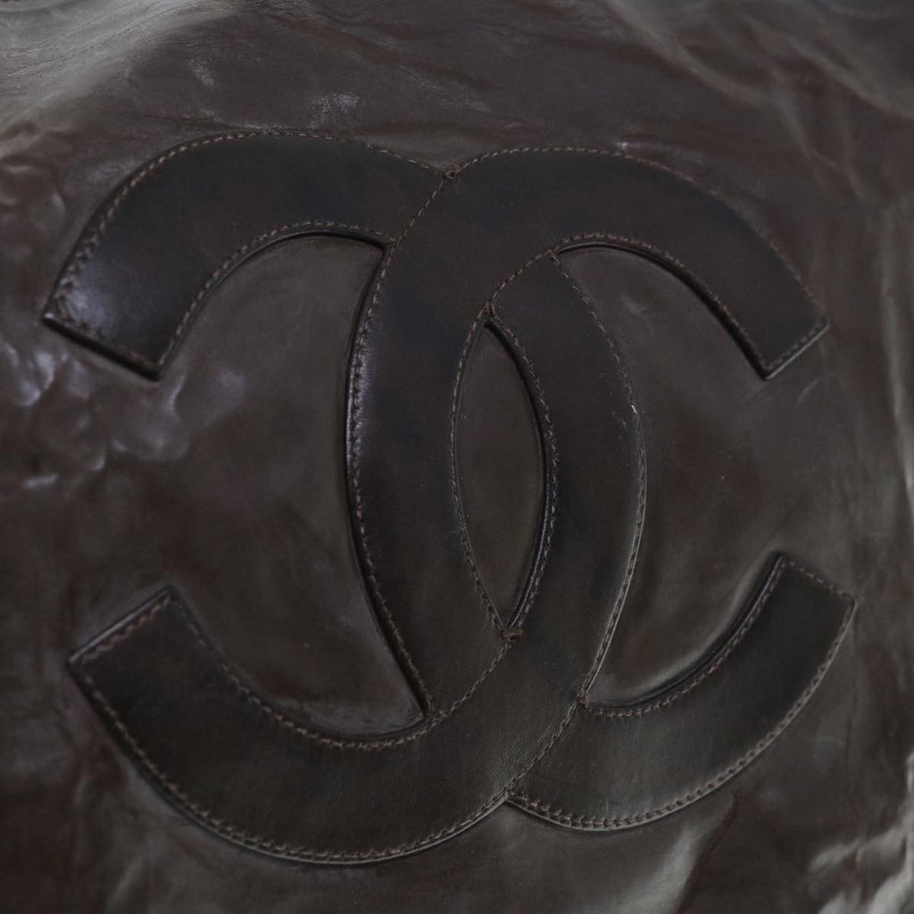 CHANEL Tote Bag Patent leather Brown CC bs10555