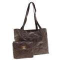 CHANEL Tote Bag Patent leather Brown CC bs10555