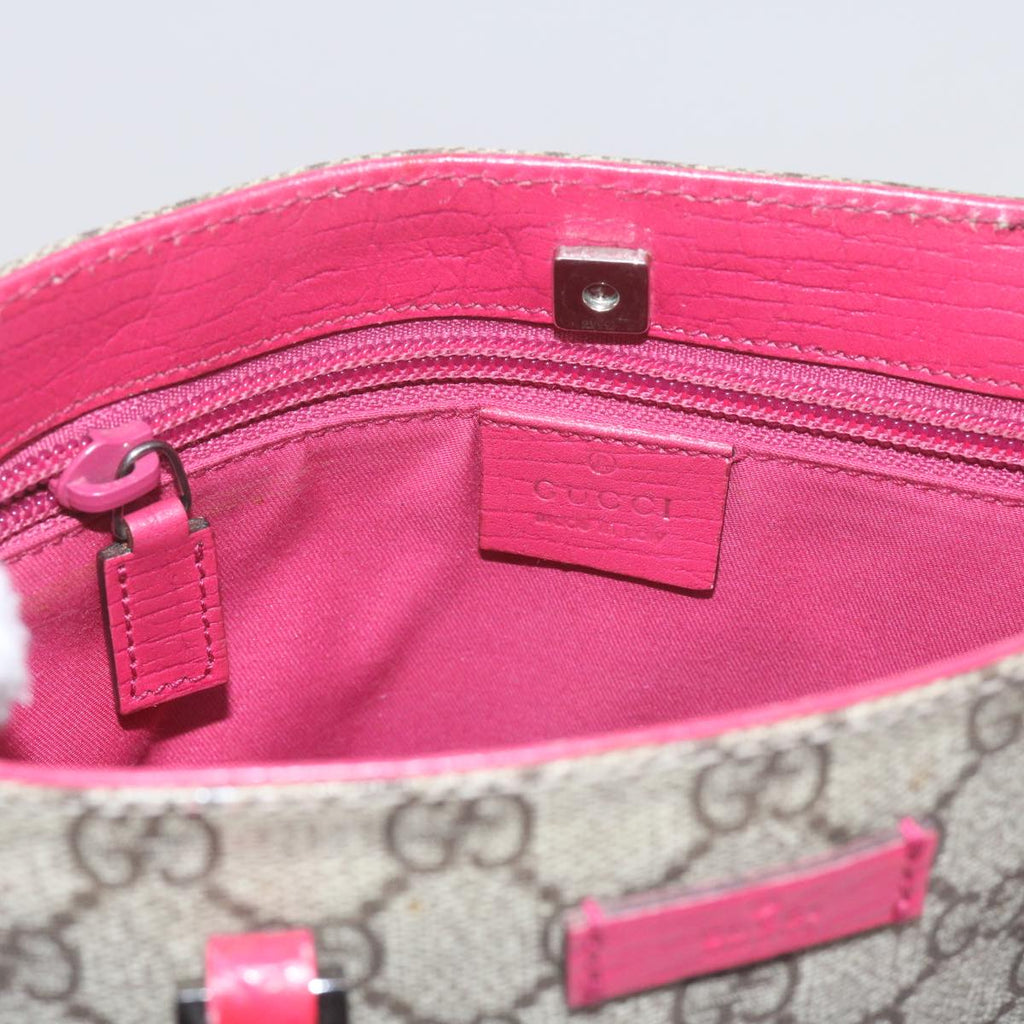GUCCI GG Supreme Hand Bag PVC Leather Beige 117551 bs10599