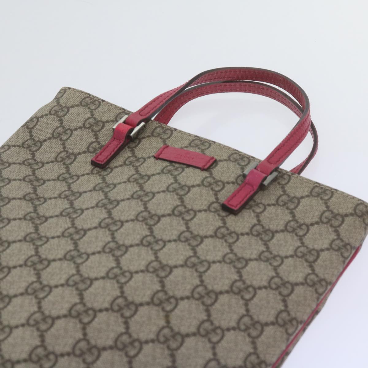 GUCCI GG Supreme Hand Bag PVC Leather Beige 117551 bs10599