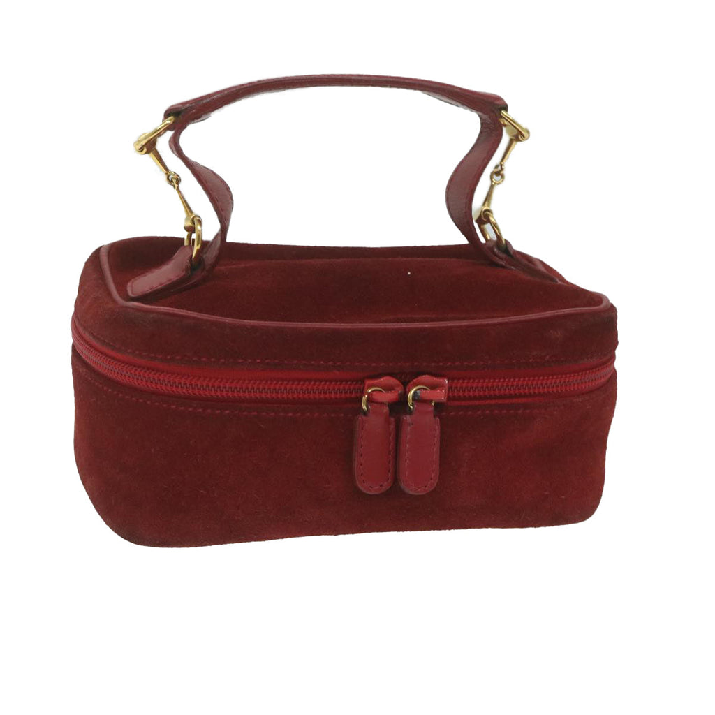 GUCCI Vanity Cosmetic Pouch Suede Red 032 1705 0141 bs10687