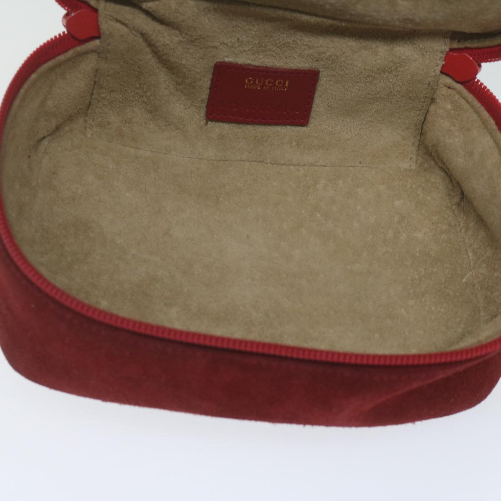 GUCCI Vanity Cosmetic Pouch Suede Red 032 1705 0141 bs10687