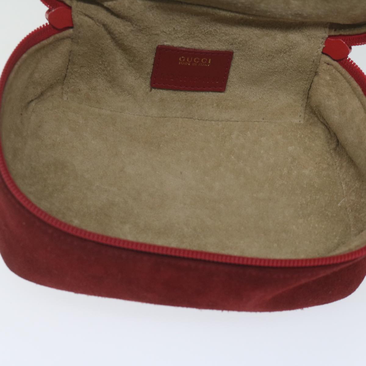 GUCCI Vanity Cosmetic Pouch Suede Red 032 1705 0141 bs10687
