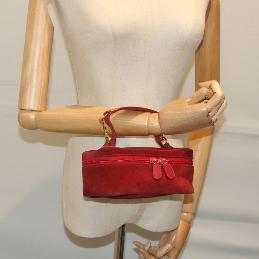 GUCCI Vanity Cosmetic Pouch Suede Red 032 1705 0141 bs10687