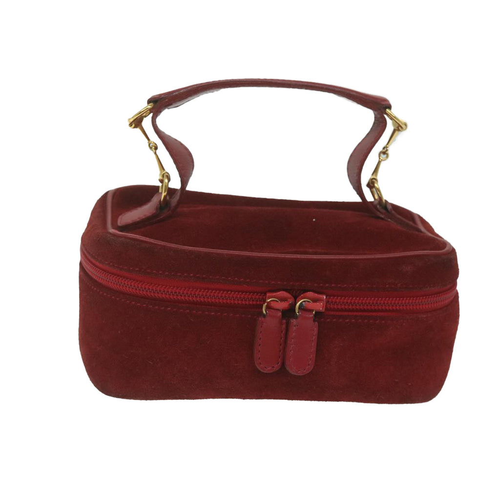 GUCCI Vanity Cosmetic Pouch Suede Red 032 1705 0141 bs10687
