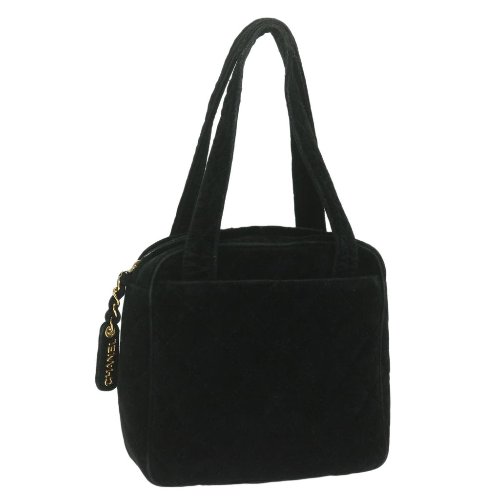 CHANEL Hand Bag Velor Black CC bs10697
