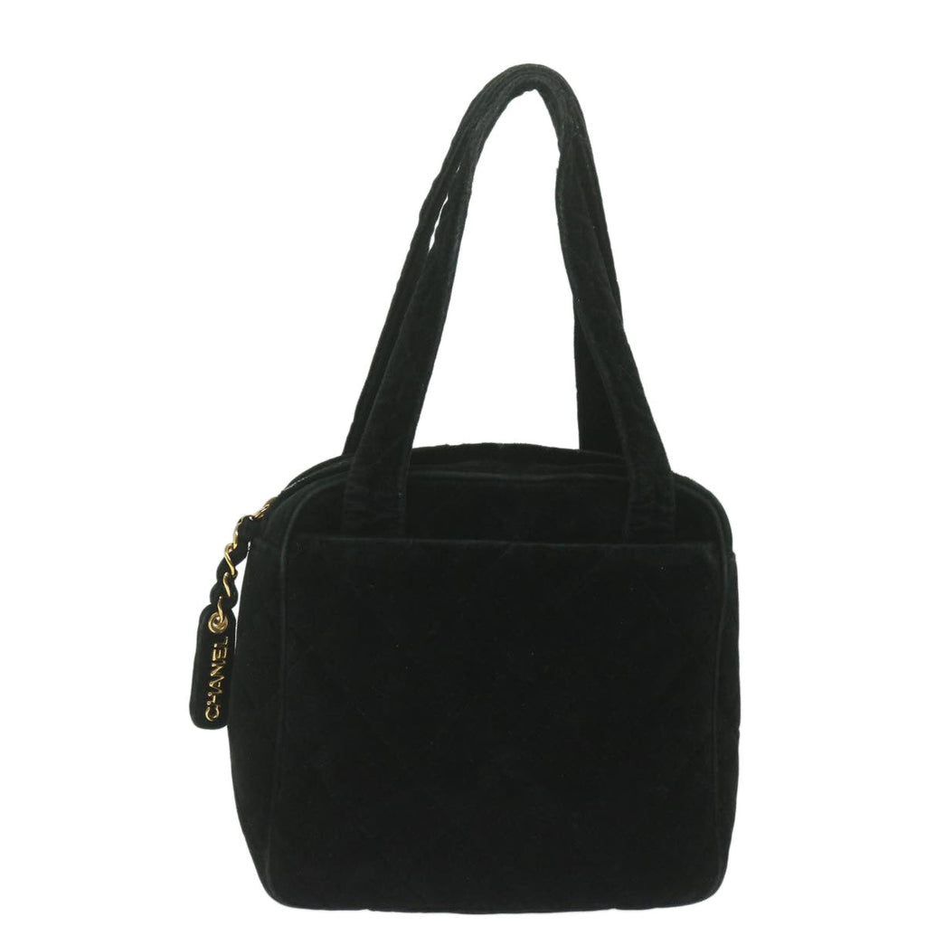 CHANEL Hand Bag Velor Black CC bs10697