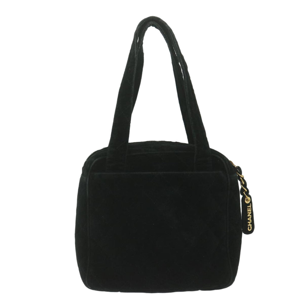 CHANEL Hand Bag Velor Black CC bs10697
