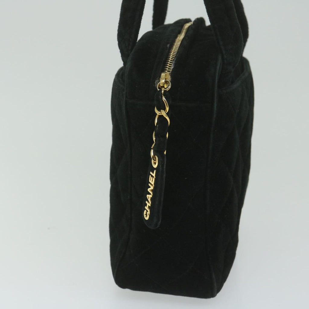 CHANEL Hand Bag Velor Black CC bs10697
