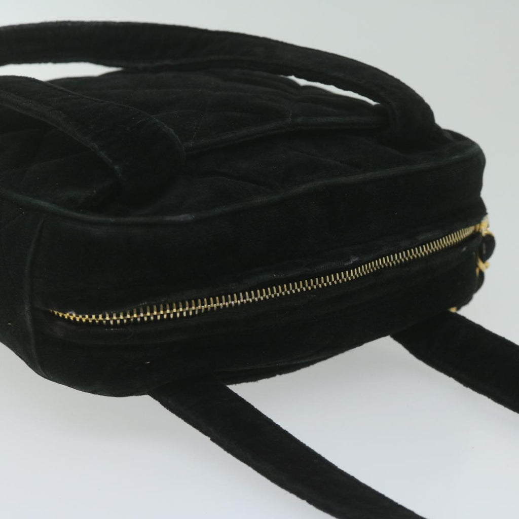 CHANEL Hand Bag Velor Black CC bs10697