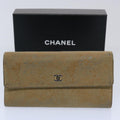 CHANEL Long Wallet Suede Beige CC bs10744