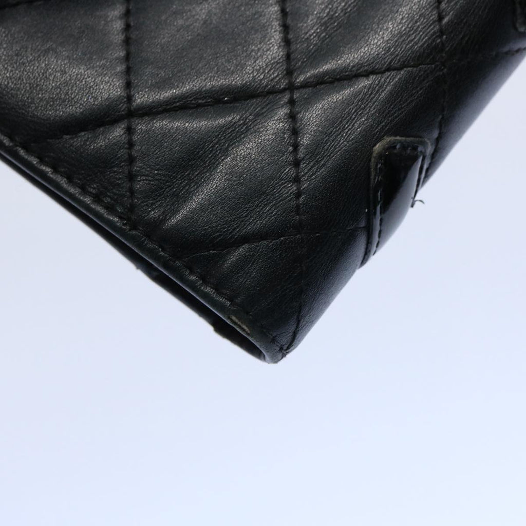 CHANEL Cambon Line Long Wallet Leather Black CC bs10747