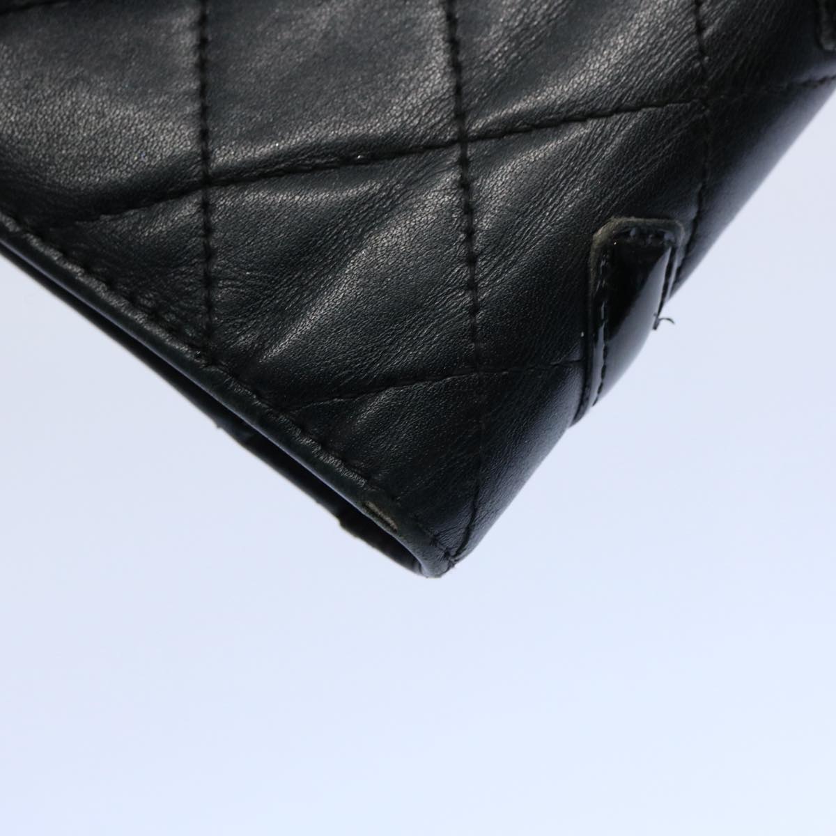 CHANEL Cambon Line Long Wallet Leather Black CC bs10747