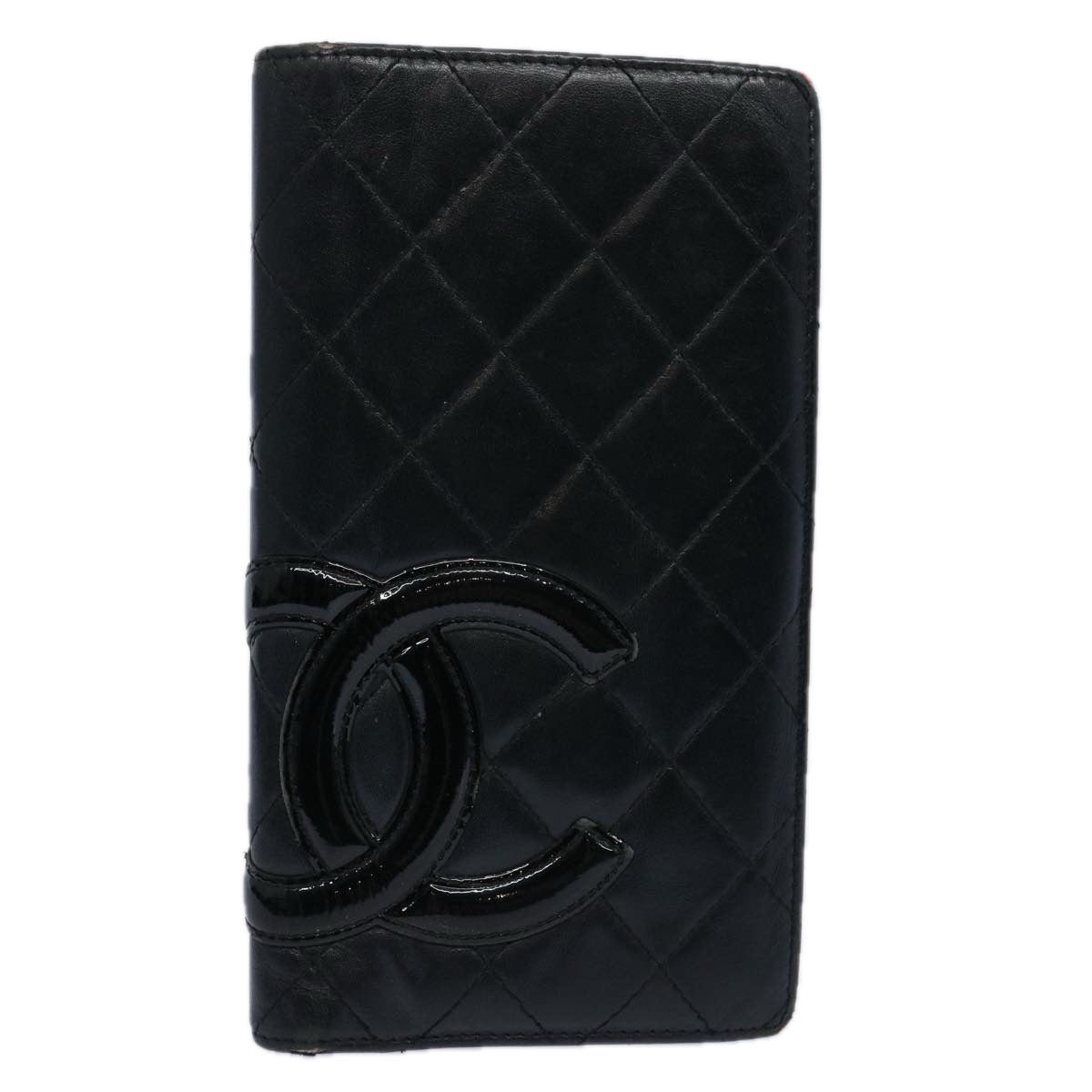 CHANEL Cambon Line Long Wallet Leather Black CC bs10747