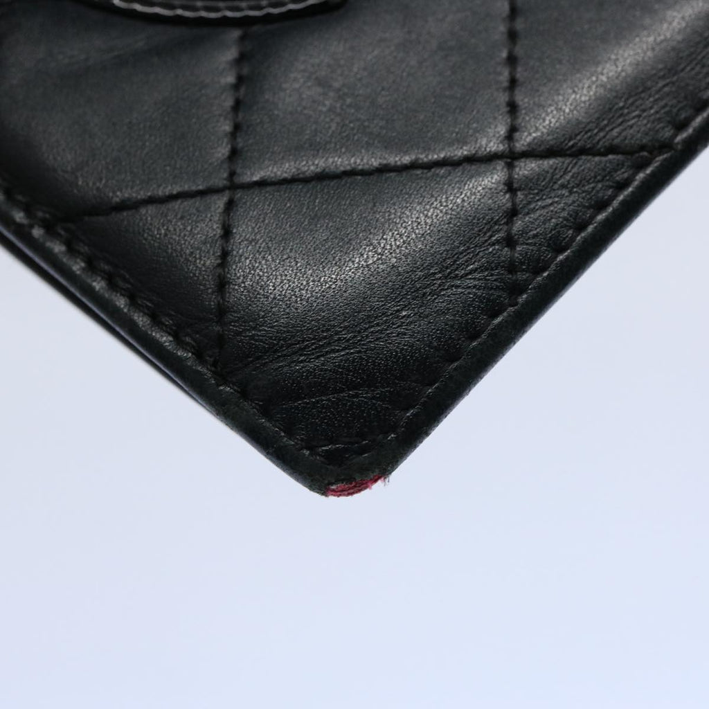 CHANEL Cambon Line Long Wallet Leather Black CC bs10747