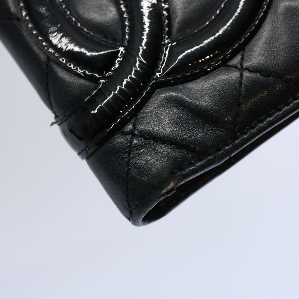 CHANEL Cambon Line Long Wallet Leather Black CC bs10747