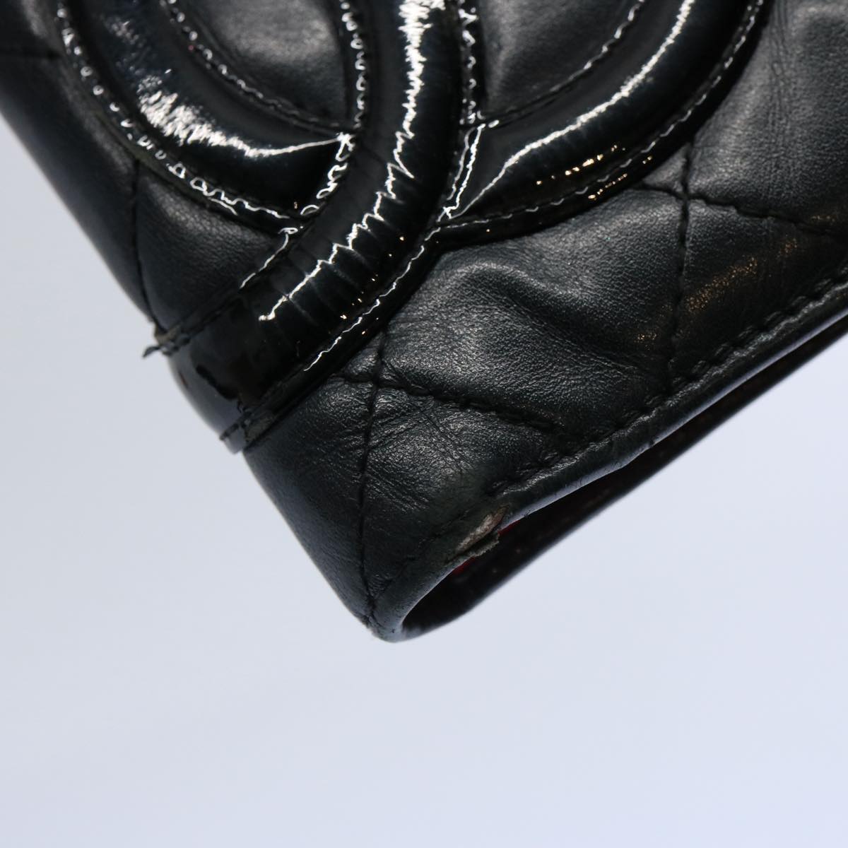 CHANEL Cambon Line Long Wallet Leather Black CC bs10747