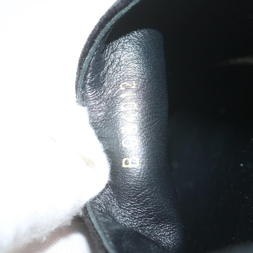CHANEL Pumps Shoes Velor 38 Black CC bs10973