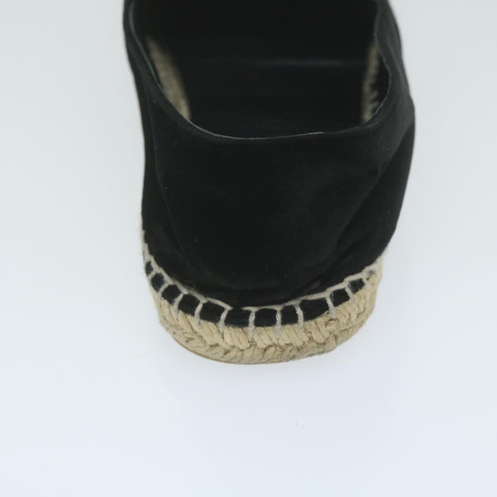 CHANEL Pumps Shoes Velor 38 Black CC bs10973