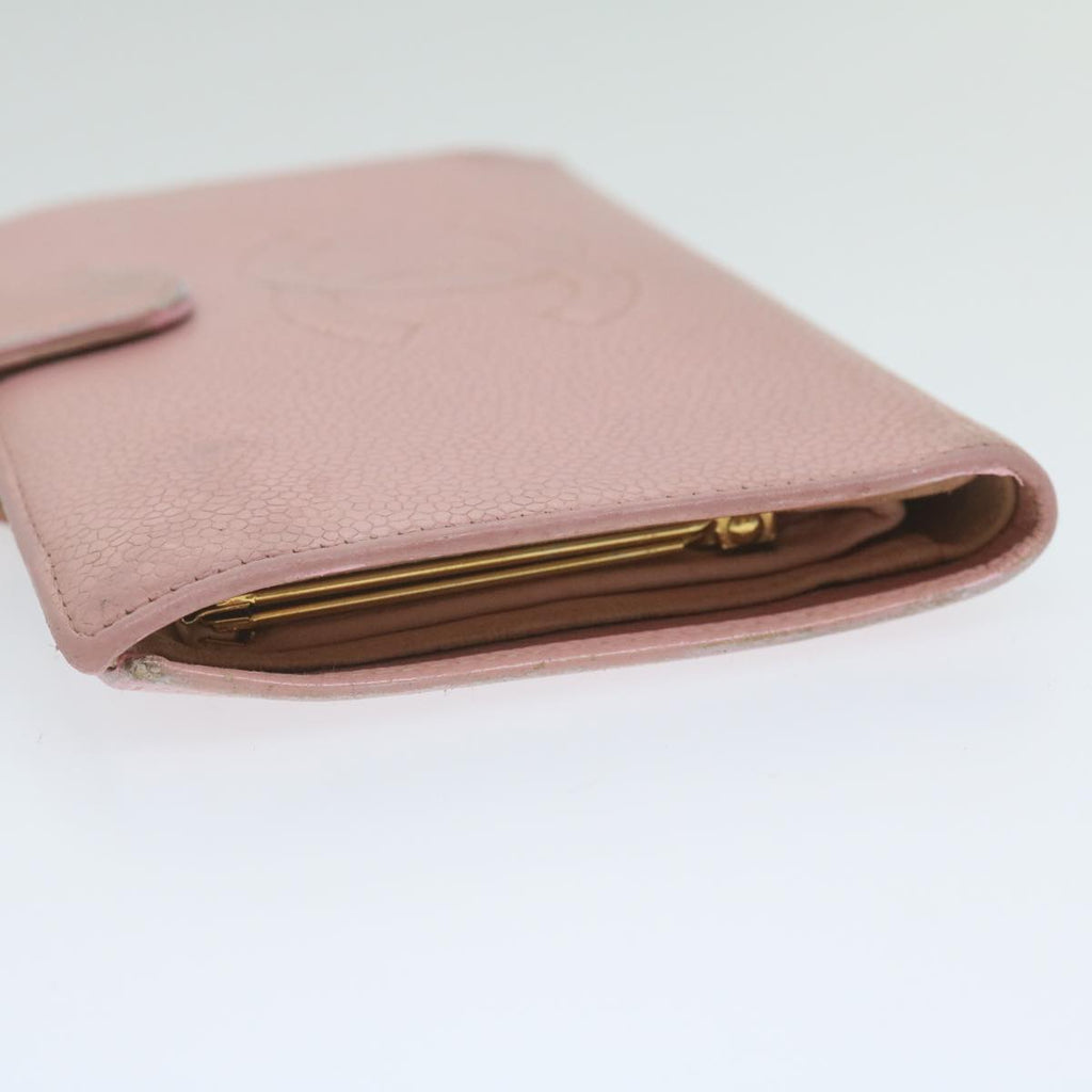 CHANEL Long Wallet Caviar Skin Pink CC bs11186