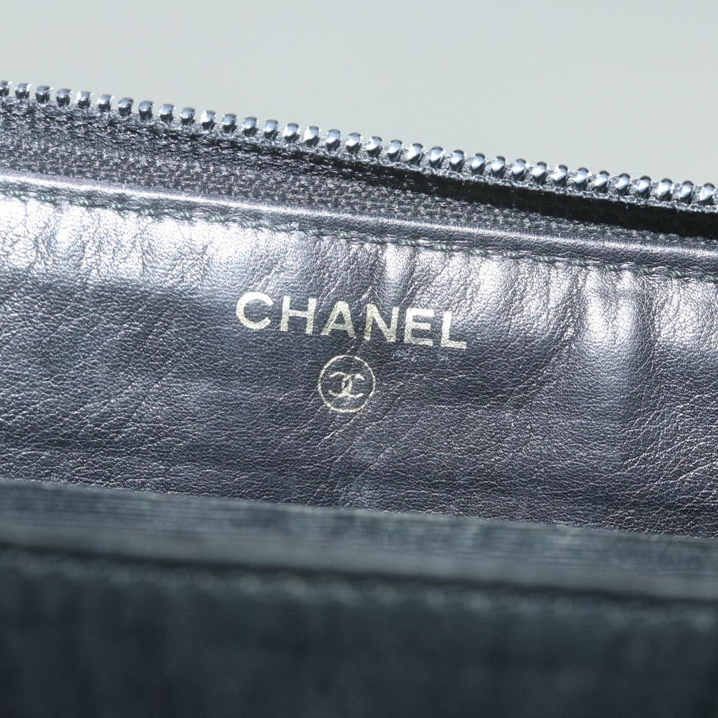 CHANEL Long Wallet Caviar Skin Black CC bs11198